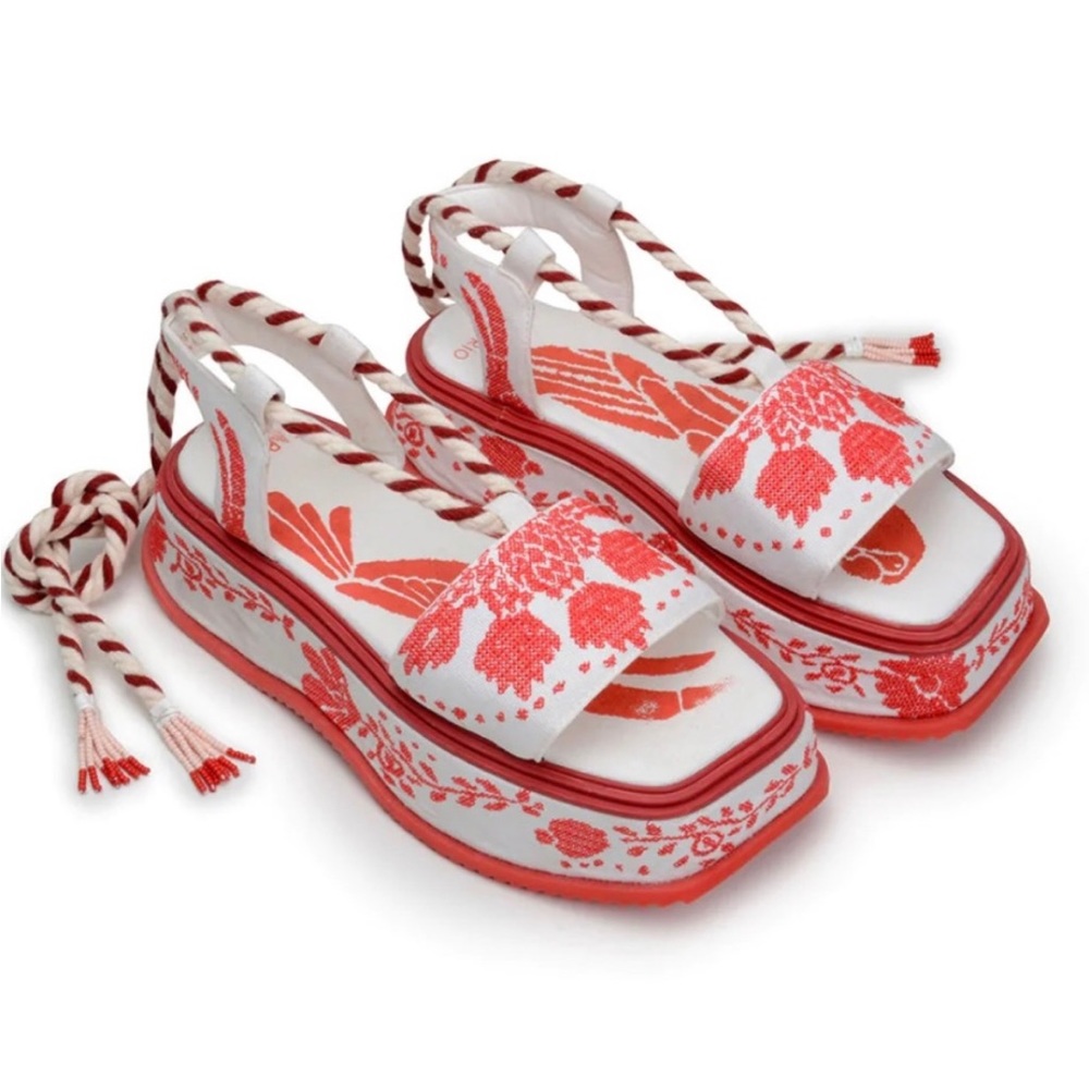 COPY - Farm Rio red and white sandals
